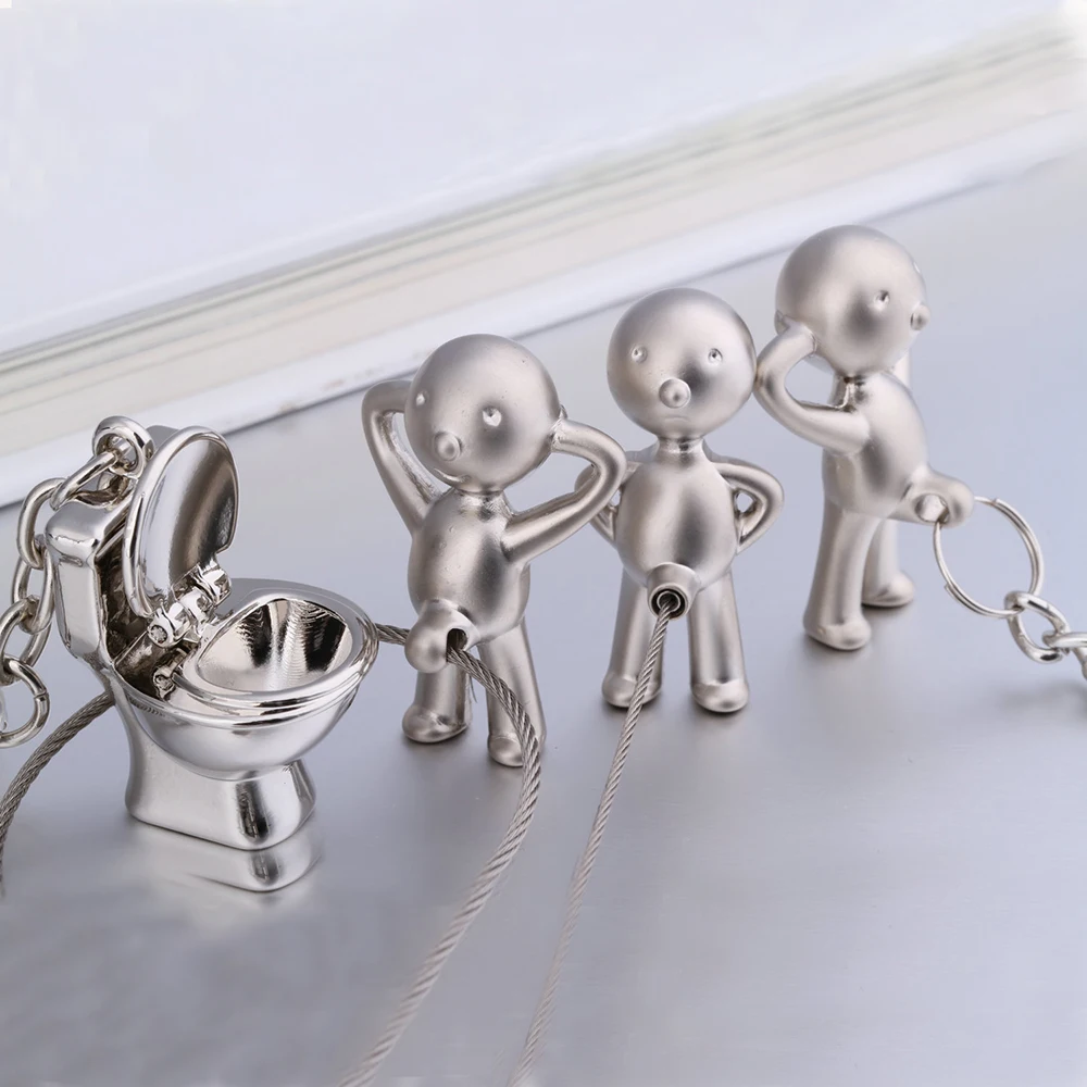 

Closestool Car Key Chain Funny Matal Pee Boy Toilet Keychain CPAM Key Ring Surprise Spoof Gift Children Boyfriend