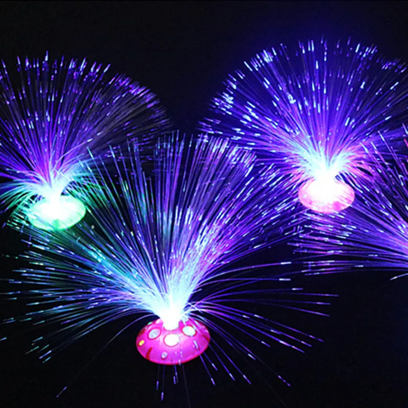 5PCS Creative Color Changing LED Fiber Optic Flower Lamp Small Holiday