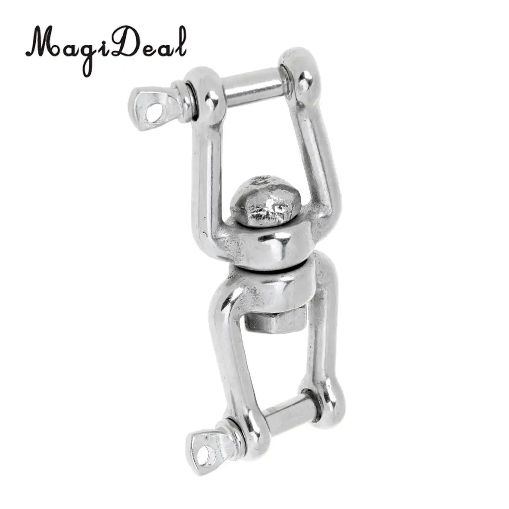 MagiDeal Marine 304 Stainless Steel Polished Anchor Chain Connector Swivel Jaw Double Shackle- M4, M5, M6, M8, M10, M12