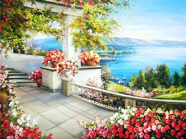 

A1968 Diamond Embroidery Home Decor Cross stitch Riverside Scene 100% Resin Tool dril Painting Cross Stitch Mosaic Needlework