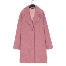 Пальто для женщин s зима сплошной искусственный мех с длинным рукавом кардиган одежда оверсайз пальто Женская однотонная теплая верхняя одежда OCT12