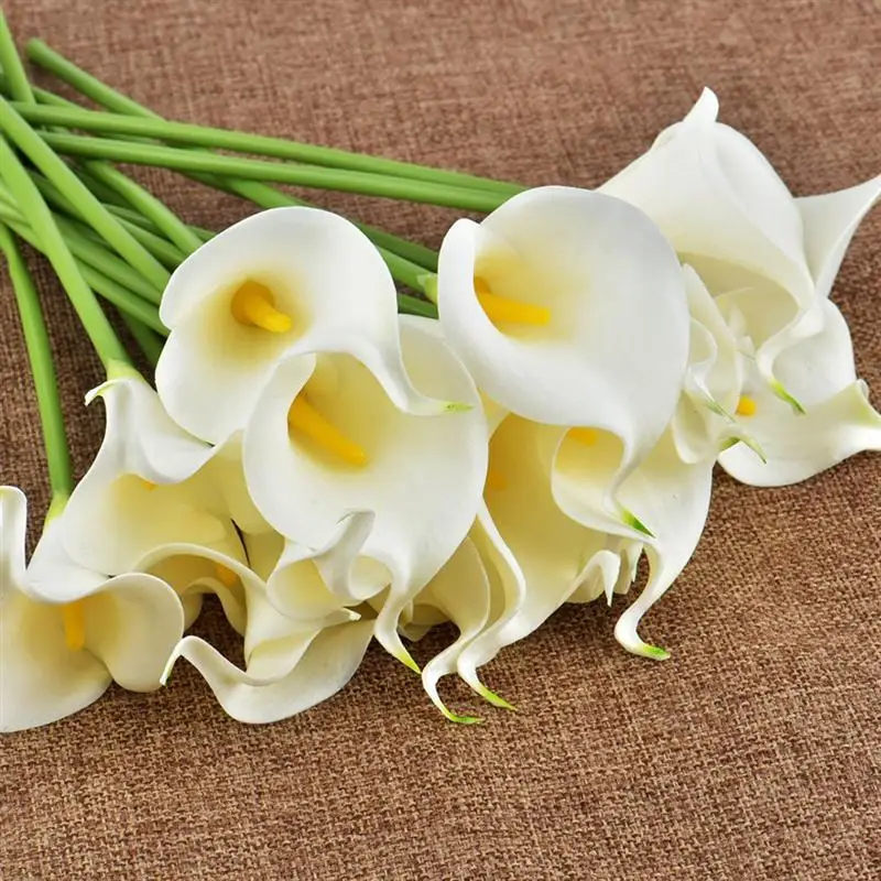 20 шт искусственная Калла Лилия Свадебный букет цветов настоящий сенсорный Декоративный букет(белый