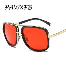 PAWXFB 2018 New Fashion Women Red Lens Square Sunglasses Metal Frame Mirror Men Sun Glasses Retro Brand Designer Eyewear Shades PAWXFB 2018 New Fashion Women Red Lens Square Sunglasses Metal Frame Mirror Men Sun Glasses Retro Brand Designer Eyewear Shades