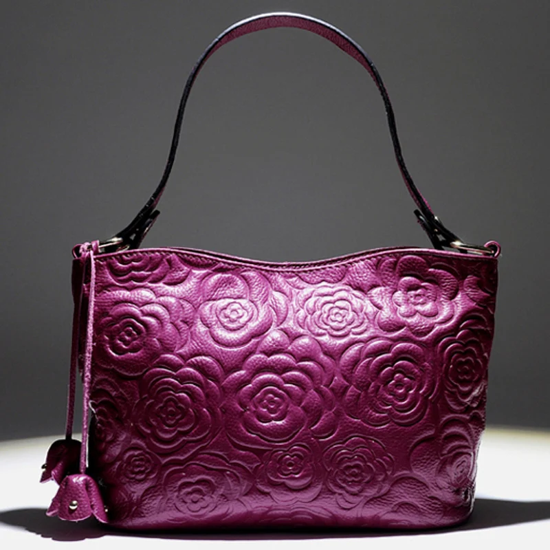 Buy Elegant Rose embossed genuine leather crossbody