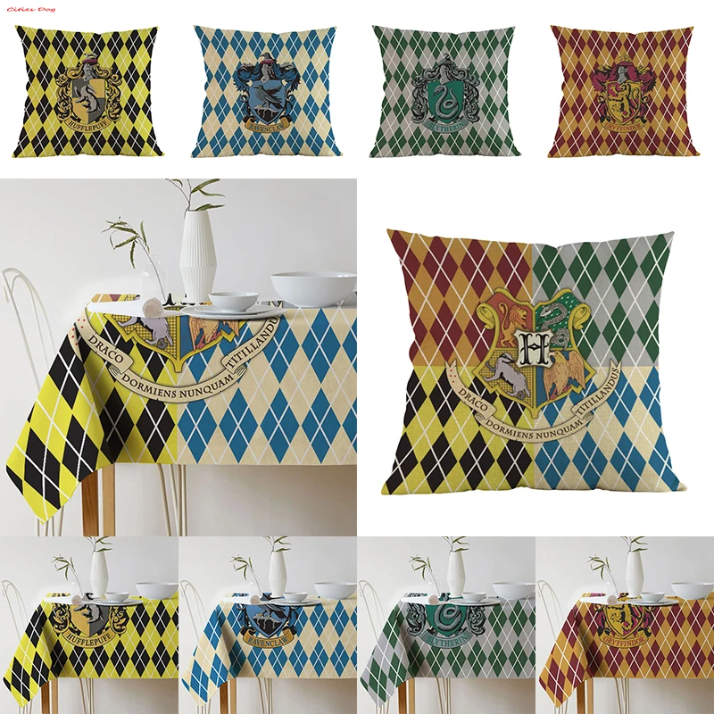 

Harry Potter table cloth 140CM*220CM Hufflepuff Gryffindor Slytherin Ravenclaw Cotton Linen Home Decoration tablecloth cover