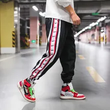 Винтажные мужские спортивные штаны в полоску с цветными вставками в стиле пэчворк, Мужская ветровка в стиле хип-хоп, уличная одежда, мужские штаны-шаровары