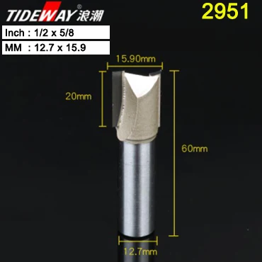 Tideway 1/" 1/2" хвостовик 2 флейты прямой бит Деревообрабатывающие инструменты фреза для дерева, карбида вольфрама Концевая фреза