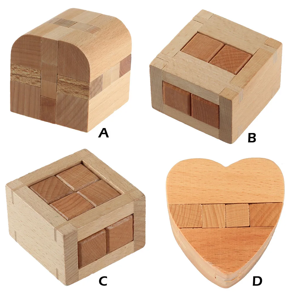 Wooden Intelligence Toy Chinese Brain Teaser Game 3D IQ Puzzle For Kids Children