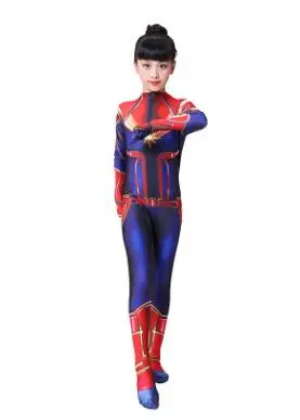 

New Arrival Girls Captain Marvel Cosplay Costume Children Superhero Ms Marvel Carol Danvers Bodysuit Jumpsuit Halloween Kids