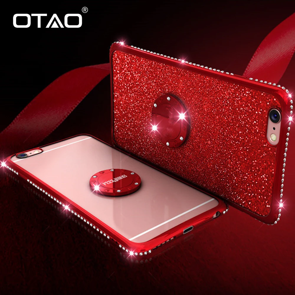 OTAO Блестящий Магнитный чехол для телефона iPhone X 8 7 6 S Plus подставка держателя
