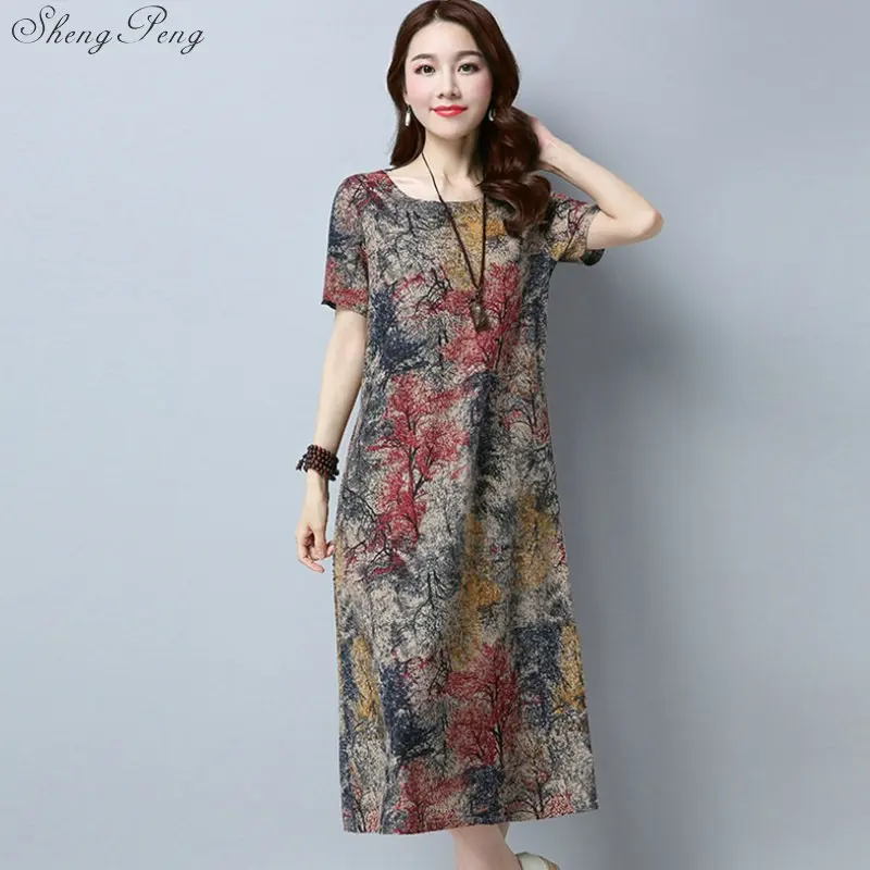 Китайское традиционное платье Длинные рукава oriental платье Женщины Китайский восточные платья женские современные qipao платье цветочный V905