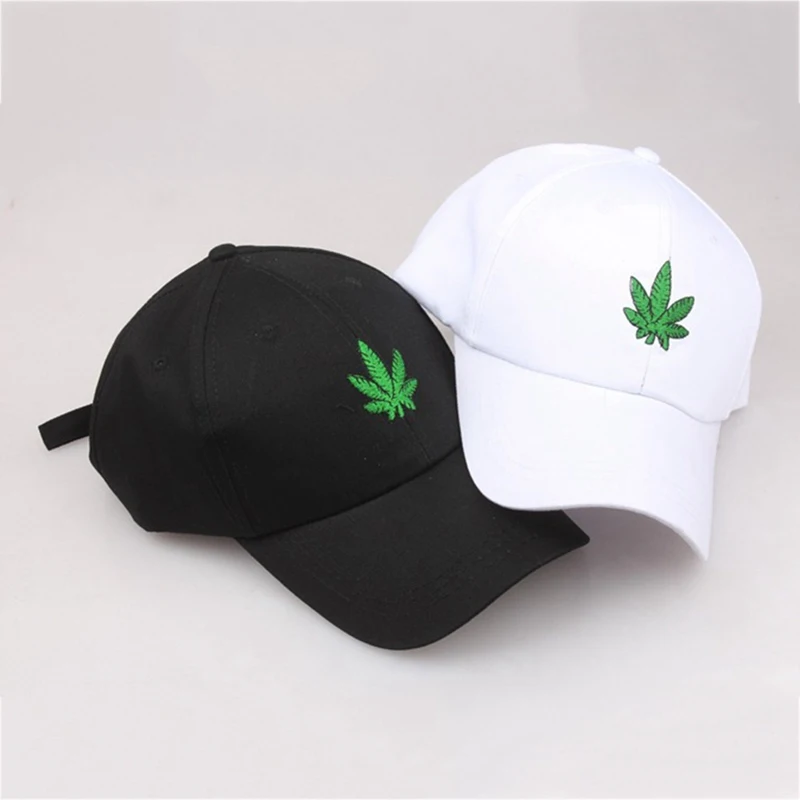 Новая мода вышивка лист белая кепка сорняки Snapback Головные уборы для мужчин и женщин хлопок хип-хоп облегающая бейсболка s