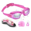 Gafas de natación antiniebla UV, gorros de natación profesionales de silicona, gafas para la nariz, tapones para los oídos, gafas de buceo para niños, hombres y mujeres ► Foto 2/6