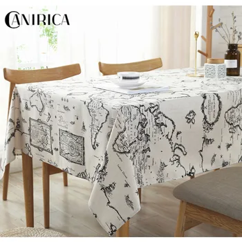 

Decorative Table Cloth Linen Tablecloth Rectangular Tablecloths Dining World Map Table Cover Mantel Mesa Nappe Kitchen Decor