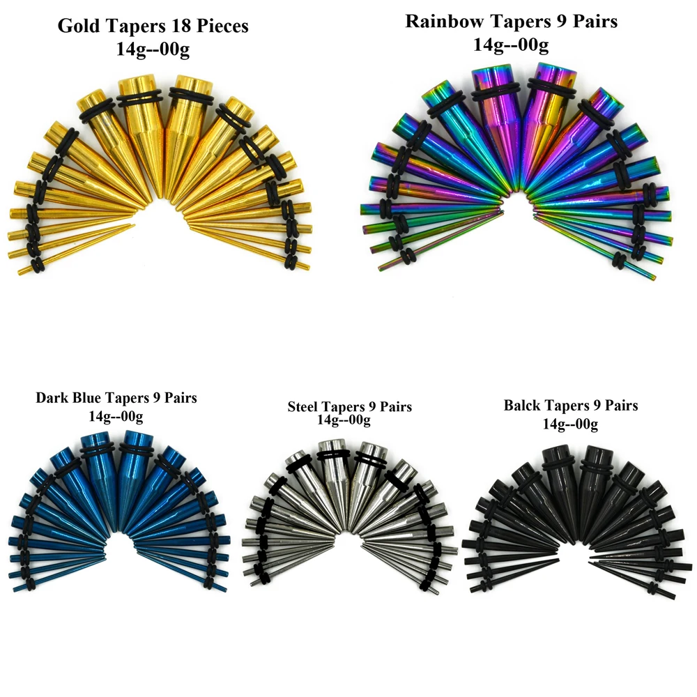 Titanium Ear Taper Stretching Kit Gauge Tapers Plugs Stretching Kit