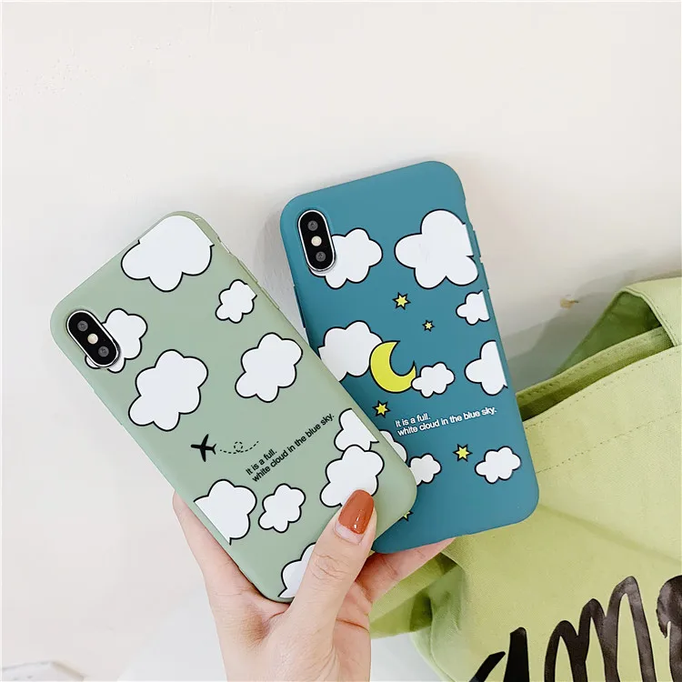 

For iPhone 6 6S 7 8 Plus Case Cute Cartoon Moon Cloud Liquid Silicone Case For iPhone X XS MAX XR Soft TPU Cover Coque Fundas