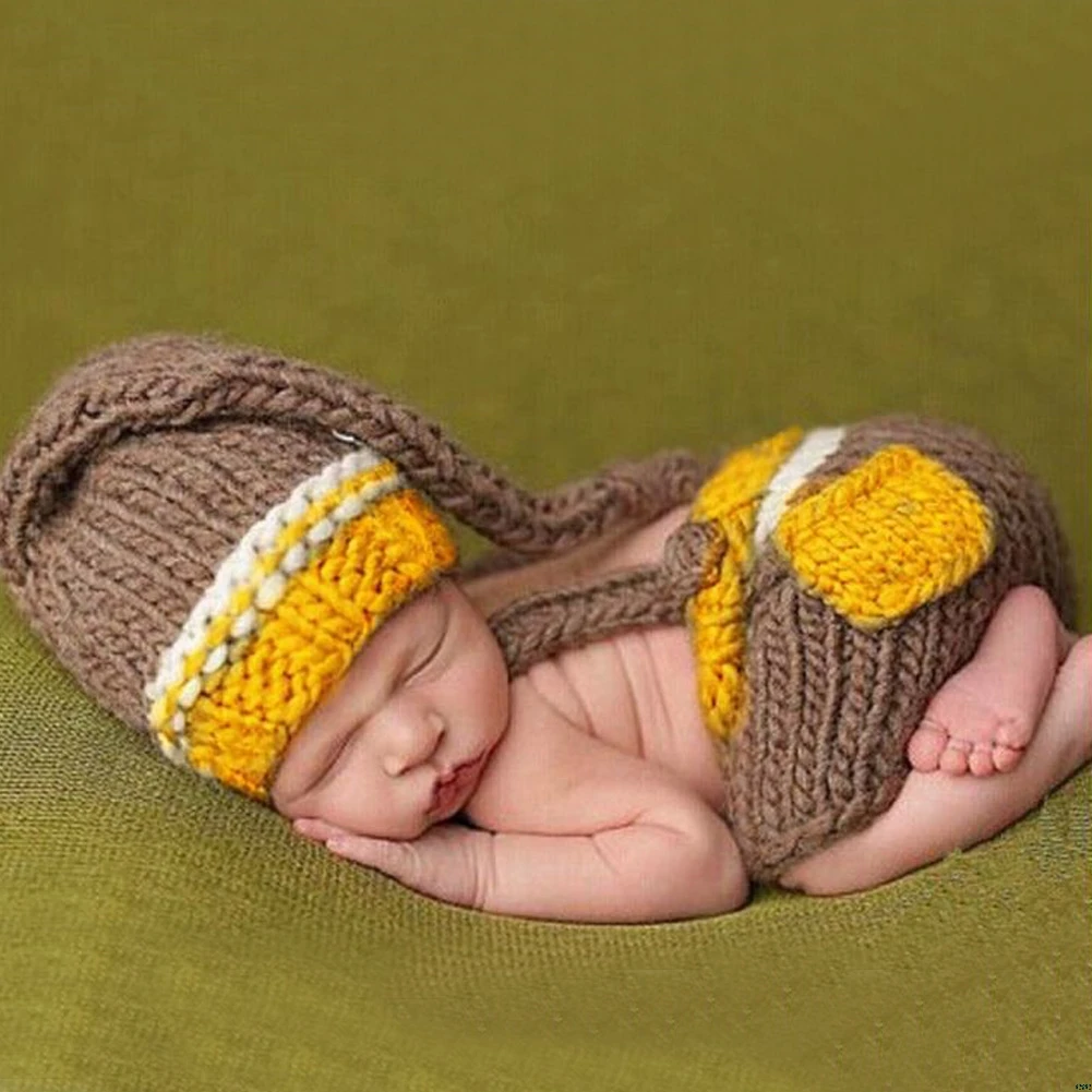 Chapéu do Bebê Recém-nascidos do Bebê Recém-nascido Bonito Crochê Tricô Traje Prop Outfits Foto Fotografia Adereços Meninas 10 High Quality Mamãe e Bebê