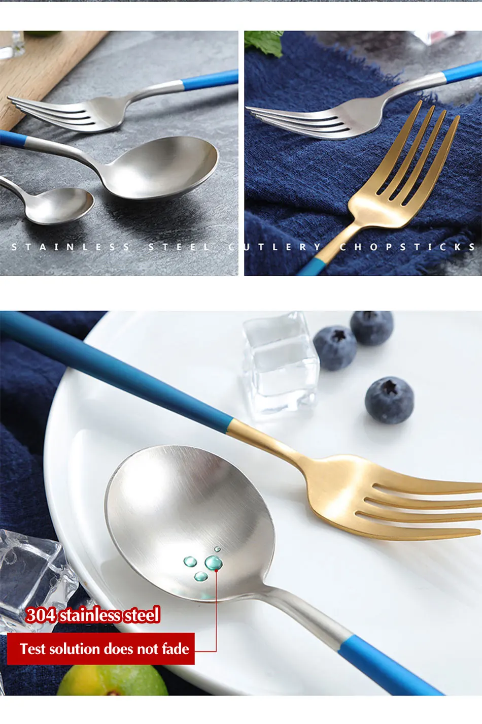 Luxury 304 Stainless Steel Tableware Set Black Rose Gold European Western Food Dinnerware Sets knife Forks Black Cutleries 4pc (20)