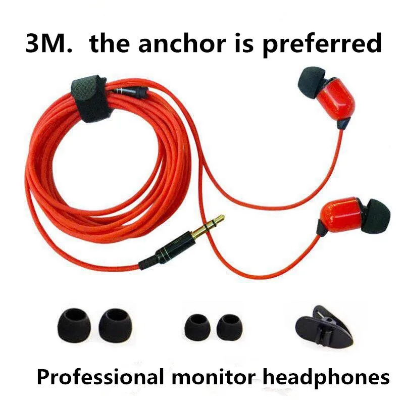 

3M Earphone Monitor Headphones With Long Wire 3.5mm Gilded HiFi Stereo Universal Auricular For iPhone Huawei Xiaomi Computer