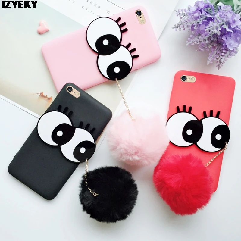 

IZYEKY Case For Samsung Galaxy J5 (2016) J510 J510F J5100 J5108 Fur Cute Soft Fluffy 3D eyes Fashion silicone Phone Case Cover