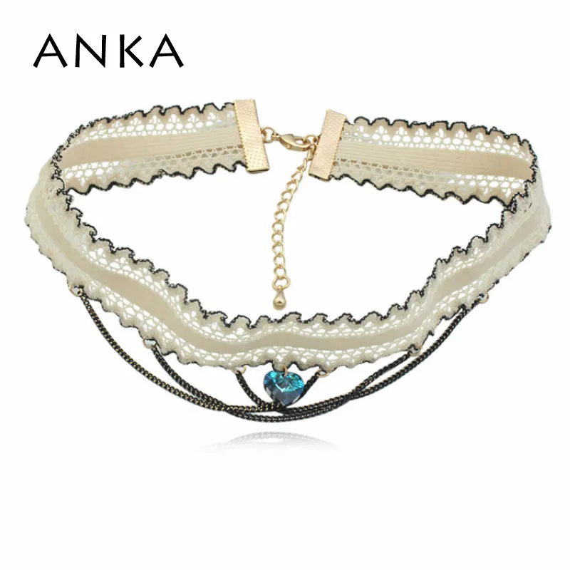 

ANKA 2017 hot sale short vintage lace choker necklace with Crystal from Swarovski fashion women jewelry gift for girl 125383