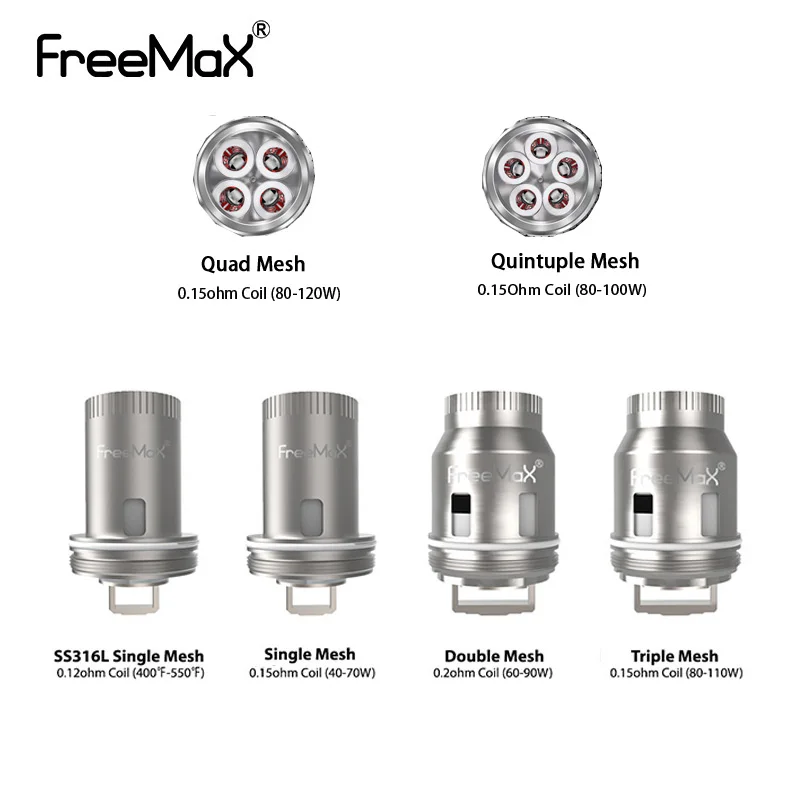 

3pcs/6 pcs/Pack Freemax Mesh Pro Tank Coil Single 0.15ohm/Double 0.2ohm/Triple 0.15ohm/Quad 0.15ohm/Quintuple 0.15ohm Coils Head