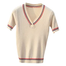 Women Knitted Short sleeve Sweaters and Pullovers Female Jumpers Women High Quality Sweaters Solid color for spring and summer Women Knitted Short sleeve Sweaters and Pullovers Female Jumpers Women High Quality Sweaters Solid color for spring and summer