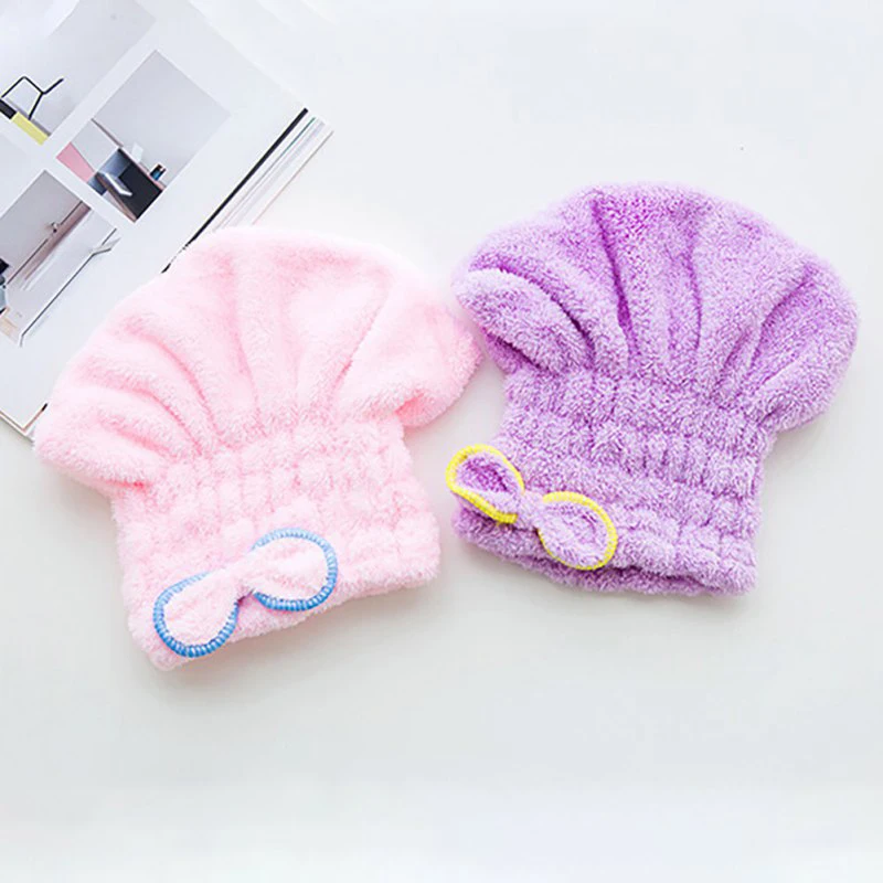 

Cute Textile Microfiber Hair Turban Quickly Dry Hair Hat Wrapped Towel Bath Shower Caps Girls Ladies Womens Cap Bath Accessories