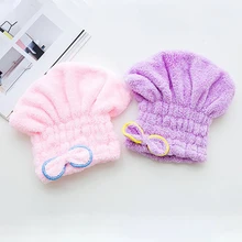 Cute Textile Microfiber Hair Turban Quickly Dry Hair Hat Wrapped Towel Bath Shower Caps Girls Ladies Womens Cap Bath Accessories
