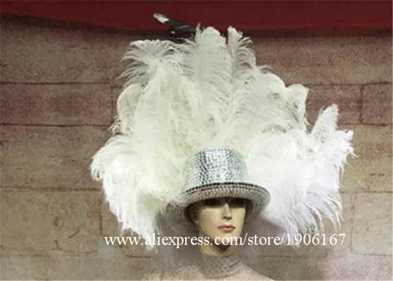 Costume stage costume samba suit white ostrich hair exaggerated feather head gogo dance team DS perspective3