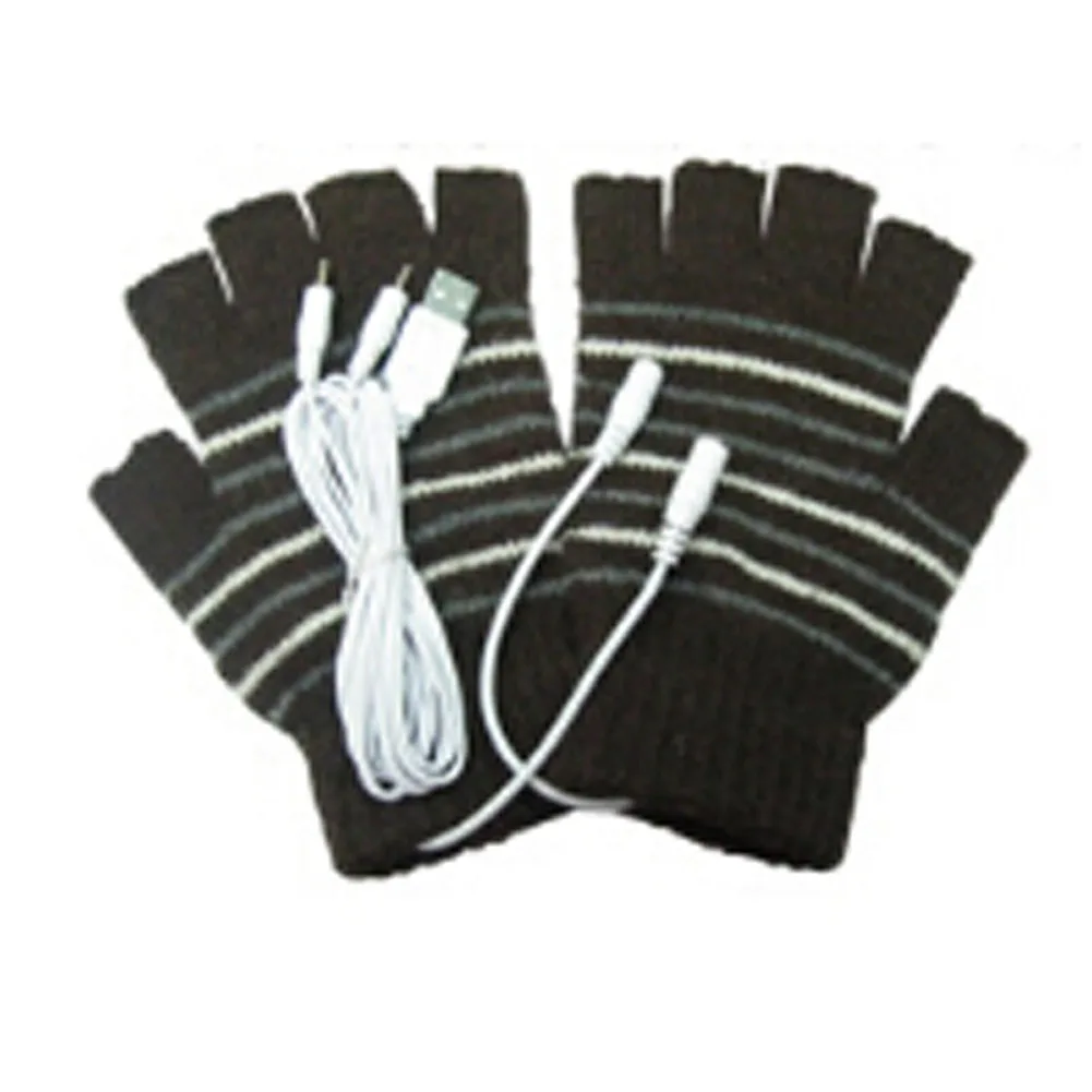 

Unisex Winter Electric USB Heatting Color Hand Warming Fingerless Gloves +USB Cable For Men Women 2 Colors
