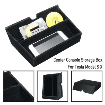 

Car Center Console Storage Box Armrest Organizer Drawer Leather Tray For Tesla Model S X