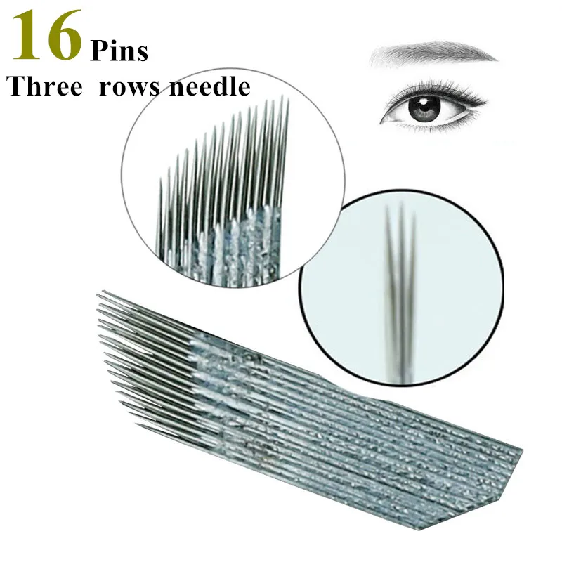 20 Pcs 3 row 16 needle Permanent Makeup Eyebrow Tatoo Blade ...