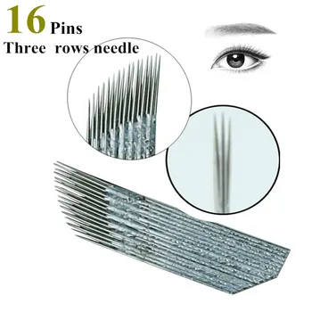 

20 Pcs 3 row 16 needle Permanent Makeup Eyebrow Tatoo Blade Microblading Needles For 3D Embroidery Manual Tattoo Pen Machine