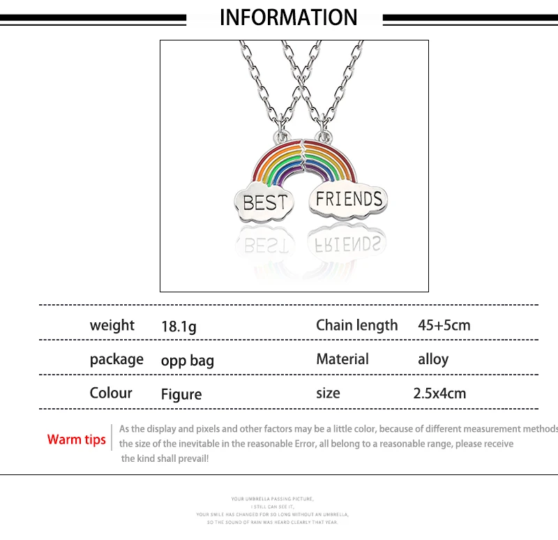 Ожерелье Лучшие друзья 2 шт эмалированная головоломка Радужное Облако ожерелье с подвеской BFF Дружба Ювелирные изделия подарок для женщин мужчин ожерелье