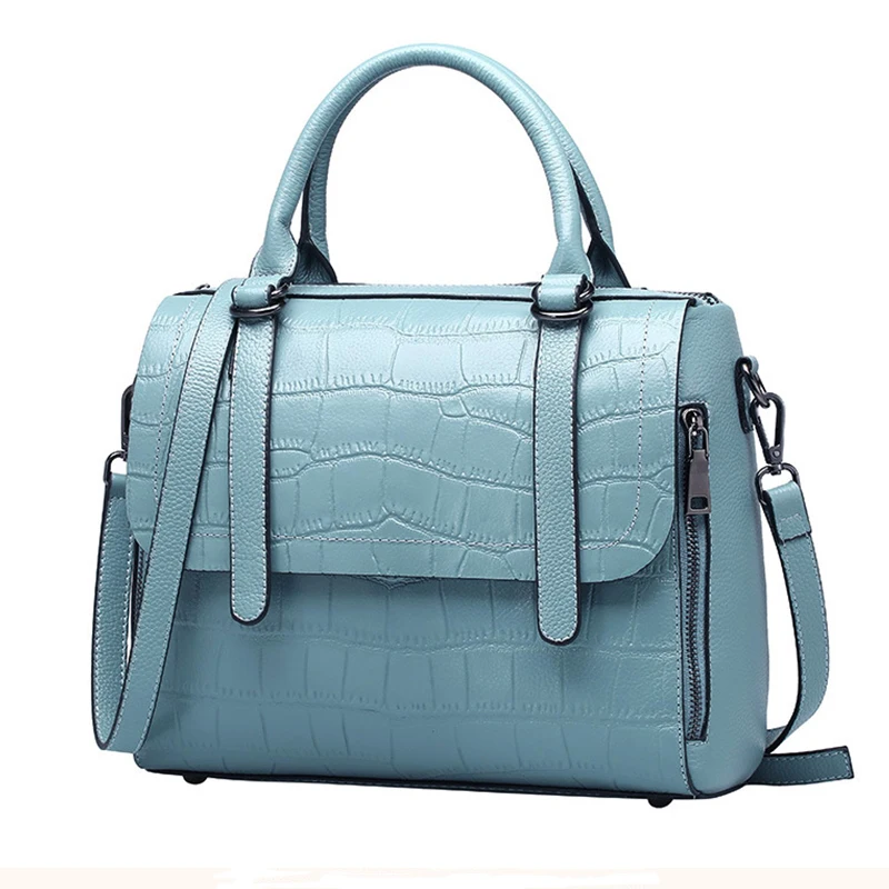 

Women Bag Women's Handbag Genuine Leather Cowhide Shoulder Messenger Bag Crossbody Handbag Crocodile Pattern Rivets Fashion New