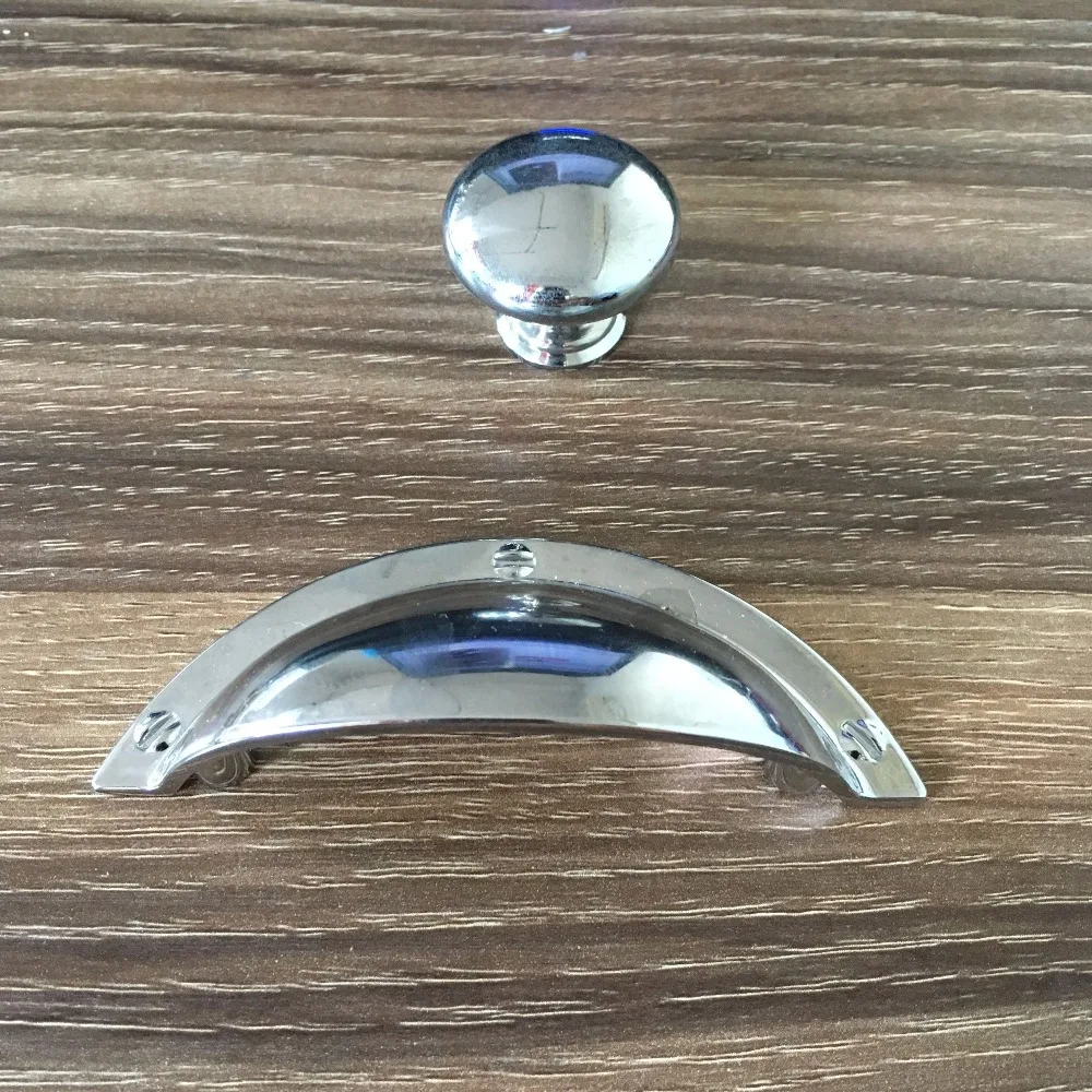 64mm modern simple bright chrome shell drawer pull knob 2.5