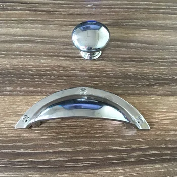 

64mm modern simple bright chrome shell drawer cabinet pull knob 2.5" retro shiny silver kitchen cabinet cupboard cup handle knob