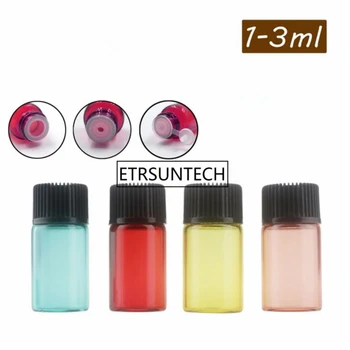 

1ml 2ml 3ml Mini Glass Essential Oil Reagents Refillable Sample Bottle Glass Vials With black Cap F1515