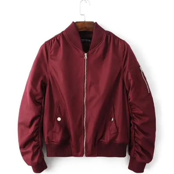 Women Baseball Jackets Women Zipper Pocket Bomber Jacket Female