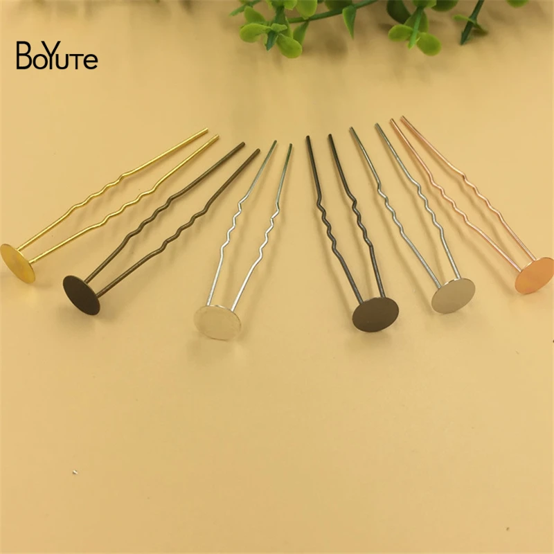 BoYuTe 50Pcs 651MM 6 Colors Plated Metal Hair Stick with 8MM 10MM 12MM Base Diy Hand Made Jewelry Accessories (4)