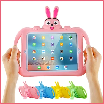 

Kids Shockproof Cute Case for new iPad 2018 2017 air 1 Soft Lovely Cover Silicone Cartoon Stand Holder 9.7inch a1893 a1822