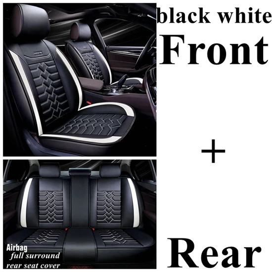 black white standard Передние+ задние автомобильные чехлы для Nissan Qashqai Kicks Navara D22 Juke X-trail Leaf Tiida Versa Patrol LIVINA NP300 Sentra Murano - Название цвета: black white standard