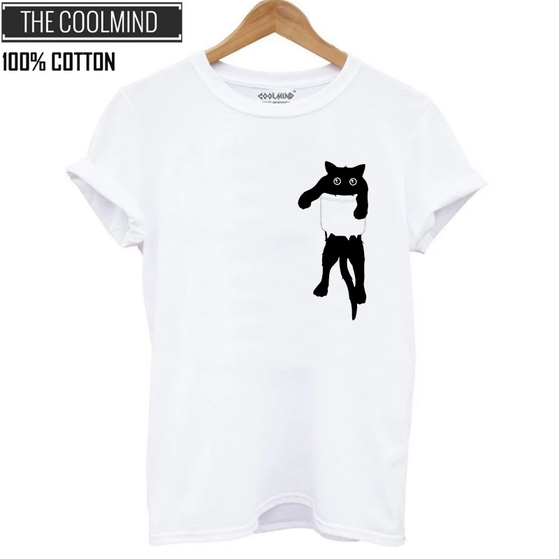 COOLMIND QI0232B 100% القطن القط طباعة إمرأة T قميص عارضة قصيرة الأكمام التي شيرت الإناث س الرقبة فضفاضة المرأة قمم تي شيرت المحملة قميص