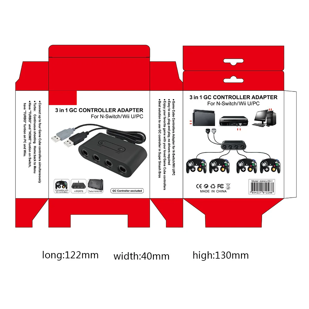 1 шт. 4 двери для USB пульты конвертер адаптер для nintendo GameCube GC wii U pc NGC аксессуары для ПК Комплект