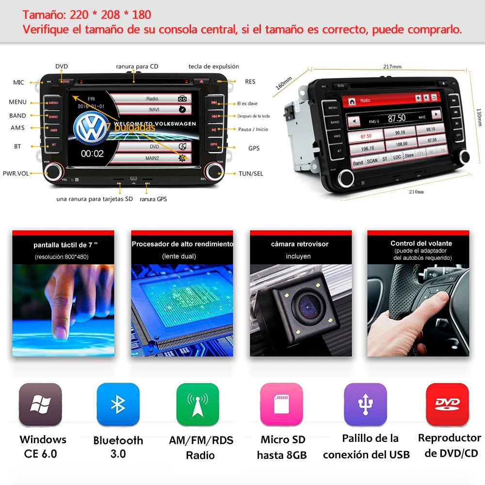7 inch 2 Din Car DVD GPS Radio Player for Volkswagen VW polo golf touran passat sharan jetta 6 polo tiguan 2din car navigation