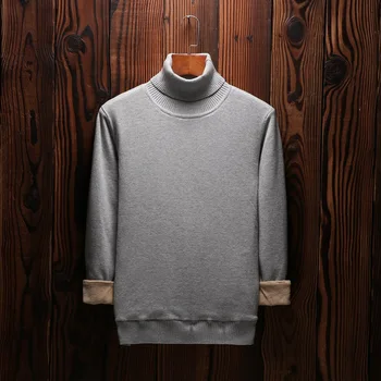 

Men Sweater Winter Turtleneck Warm Knitted Sweaters Male Casual Plus velvet Pullovers Men's Fashion Slim fit Knitting Jumper