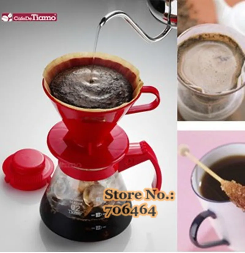 Free shipping Tiamo coffee dripper/coffee driper Red color 650cc Simple