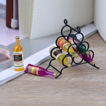 

Mini Furniture Model Miniature Mini DIY kitchen room Black + Wine Bottle For Miniatures Dolls House 1:12 Doll House Accessories