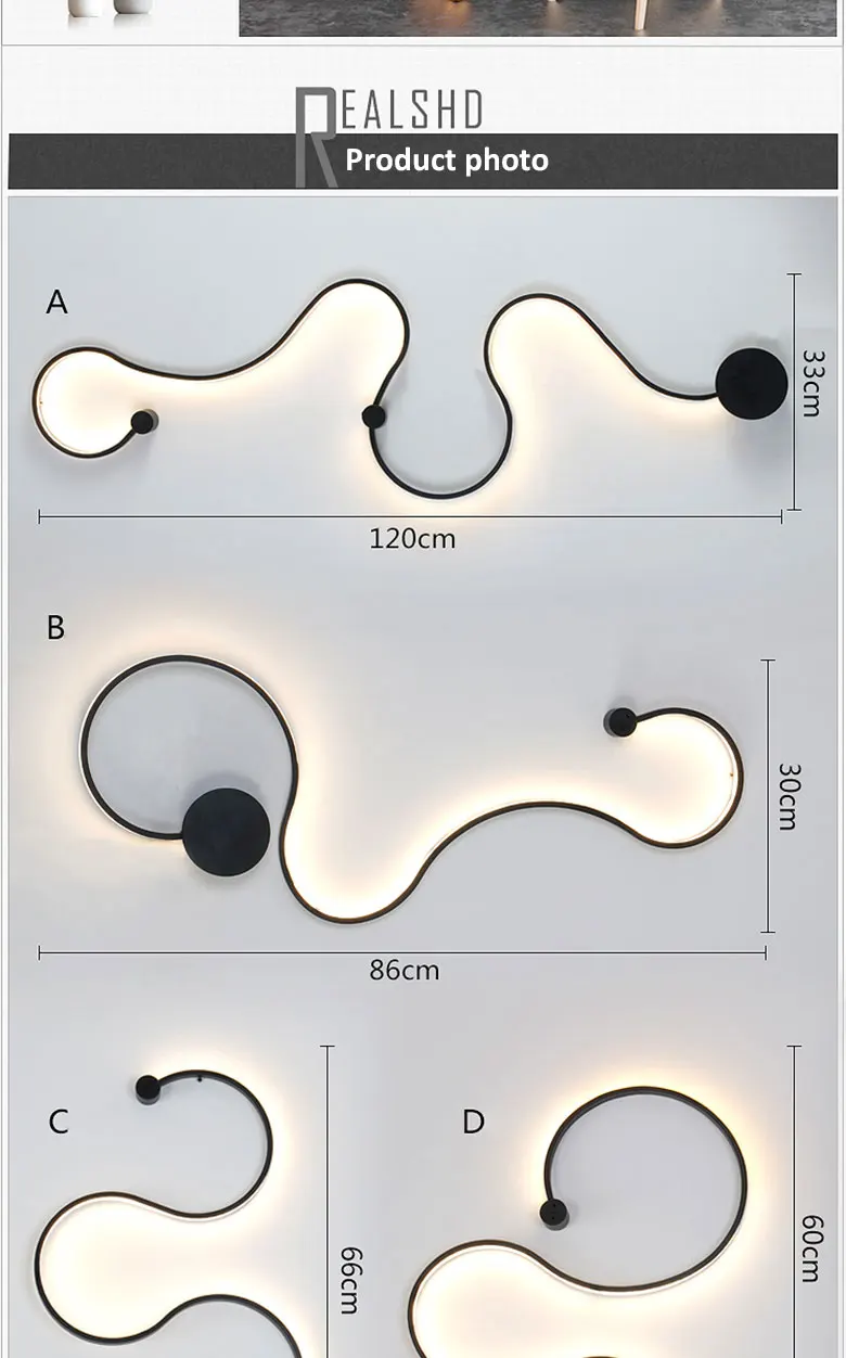 Moderno e Minimalista Lâmpada de Parede Pintura de Ferro Sala de Estar Conduziu a Iluminação Ac96-265v do Quarto Criativo Preto Branco Levou Interior Decoração Faça Você Mesmo - 5 Luzes e Iluminação